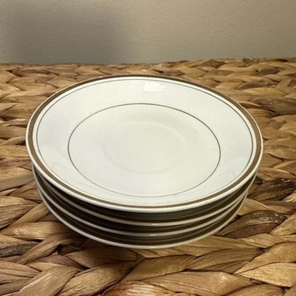 Vtg MCM Chinese Small Porcelain Fruit Dessert Bowls Set of 4 Gold Trim 4.2”